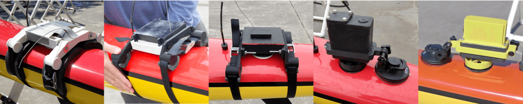Shows 5 iterations of the CoOP system, each of which is progressively less bulky, and more integrated (the first is strapped on for example and the last is more integrated).